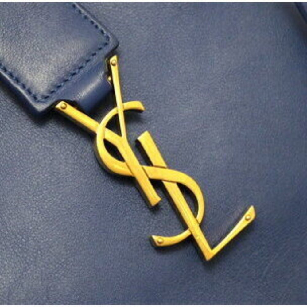 SAINT LAURENT PARIS Downtown Cabas Bag Blue Leather GG - Picture 5 of 6